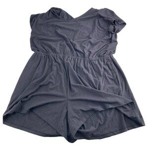 AnyBody Women's Romper V-Neck Short Sleeve L Black Comfy Casual Wear